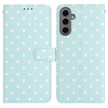 Funda Cartera con Estampado de Lunares para Samsung Galaxy S25 - Azul
