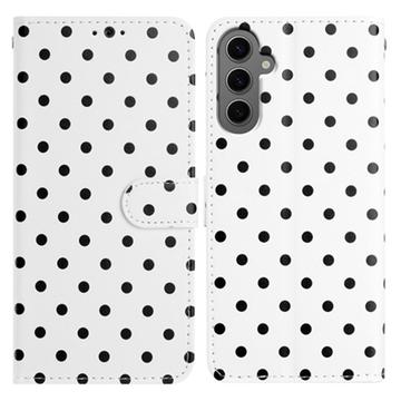 Funda de cartera Samsung Galaxy S25 con estampado de lunares - Blanca