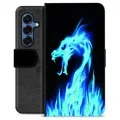 Funda Cartera Premium para Samsung Galaxy S25 - Dragón de Fuego Azul