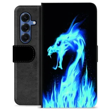 Funda Cartera Premium para Samsung Galaxy S25 - Dragón de Fuego Azul