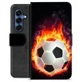Funda Cartera Premium para Samsung Galaxy S25 - Pelota de Fútbol en Llamas