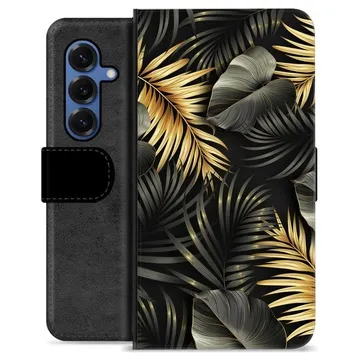 Funda Cartera Premium para Samsung Galaxy S25 - Hojas Doradas