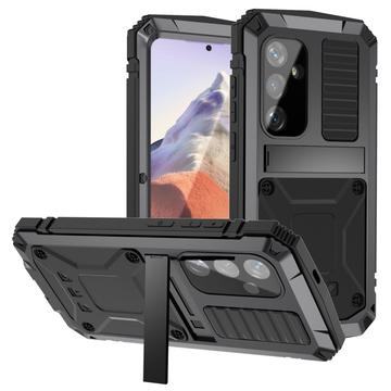 Funda Premium Samsung Galaxy S25 R-Just con soporte y protector de pantalla de cristal templado - Negro