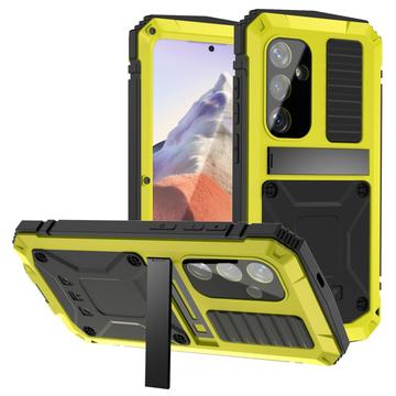 Funda Premium Samsung Galaxy S25 R-Just con soporte y protector de pantalla de cristal templado - Amarillo