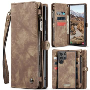 Funda tipo billetera multifuncional 2 en 1 Caseme 008 para Samsung Galaxy S25 Ultra - Marrón