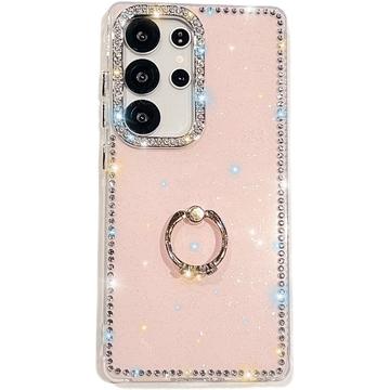 Funda híbrida Samsung Galaxy S25 Ultra CrystalGlow con soporte para anillos - Rosa