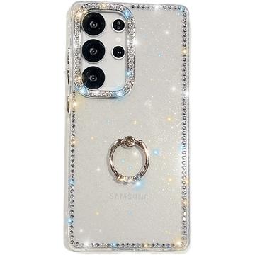 Funda híbrida Samsung Galaxy S25 Ultra CrystalGlow con soporte para anillos - Transparente