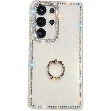 Funda híbrida Samsung Galaxy S25 Ultra CrystalGlow con soporte para anillos - Blanca