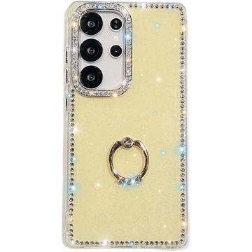 Funda híbrida Samsung Galaxy S25 Ultra CrystalGlow con soporte para anillos - Amarillo