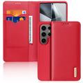 Funda de Cuero Dux Ducis Hivo para Samsung Galaxy S25 Ultra - Estilo Cartera - Rojo
