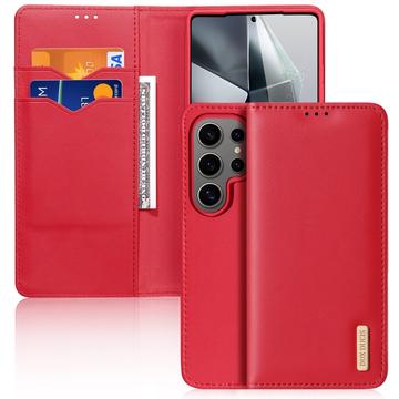 Funda de Cuero Dux Ducis Hivo para Samsung Galaxy S25 Ultra - Estilo Cartera - Rojo