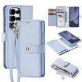 Funda de piel para Samsung Galaxy S25 Ultra Dux Ducis Lawa con tapa magnética - Azul bebé