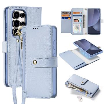 Funda de piel para Samsung Galaxy S25 Ultra Dux Ducis Lawa con tapa magnética - Azul bebé