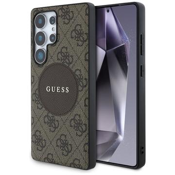 Funda Samsung Galaxy S25 Ultra Guess 4G Round Patch Classic Logo - Compatible con MagSafe - Marrón