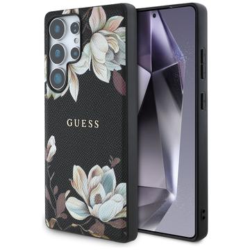 Funda Samsung Galaxy S25 Ultra Guess Grained Printed Flower Pattern - Compatible con MagSafe - Negro