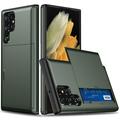 Funda híbrida con ranura para tarjetas deslizante para Samsung Galaxy S25 Ultra - Verde Militar