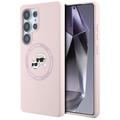Funda MagSafe de silicona líquida Karl Lagerfeld Double Heads para Samsung Galaxy S25 Ultra - Rosa