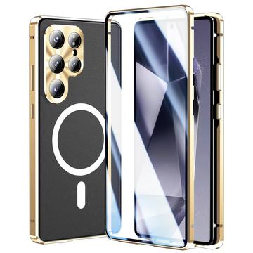 Funda magnética Samsung Galaxy S25 Ultra con protector de pantalla de cristal templado - Compatible con MagSafe - Oro