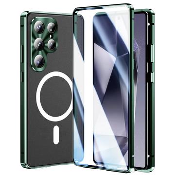 Funda magnética Samsung Galaxy S25 Ultra con protector de pantalla de cristal templado - Compatible con MagSafe - Verde