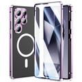 Funda magnética Samsung Galaxy S25 Ultra con protector de pantalla de cristal templado - Compatible con MagSafe - Morado