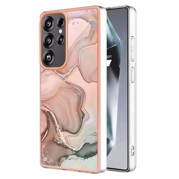 Funda TPU Marble Pattern Electrochapada IMD para Samsung Galaxy S25 Ultra - Rosa