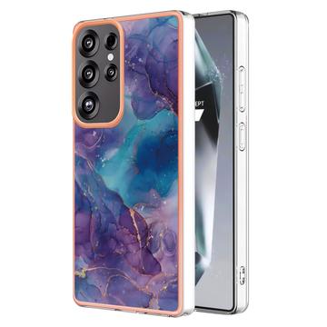 Funda TPU Marble Pattern Electrochapada IMD para Samsung Galaxy S25 Ultra - Púrpura / Azul