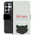 Funda Cartera Premium para Samsung Galaxy S25 Ultra - Gato Enfadado