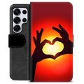 Funda Cartera Premium para Samsung Galaxy S25 Ultra - Silueta del Corazón
