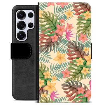 Funda Cartera Premium para Samsung Galaxy S25 Ultra - Flores Rosadas
