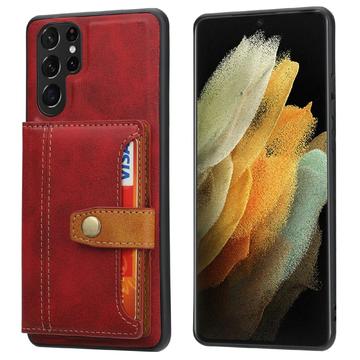 Funda con Cartera Retro Style para Samsung Galaxy S25 Ultra - Rojo