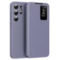 Funda Samsung Galaxy S25 Ultra Smart Clear View Flip con ranura para tarjetas - Gris Morado