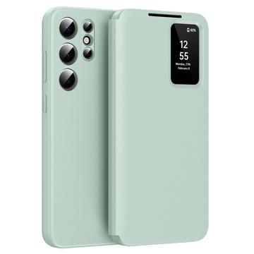 Funda Samsung Galaxy S25 Ultra Smart Clear View Flip con ranura para tarjetas - Verde claro