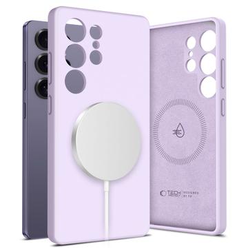 Funda de silicona líquida Samsung Galaxy S25 Ultra Tech-Protect - Compatible con MagSafe - Malva