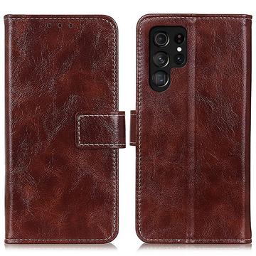 Funda de cartera con cierre magnético para Samsung Galaxy S25 Ultra - Marrón