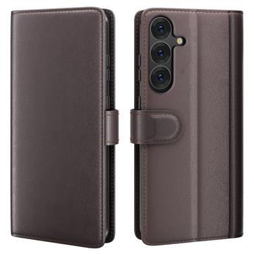 Funda de Cuero para Samsung Galaxy S25 - Estilo Cartera - Marrón