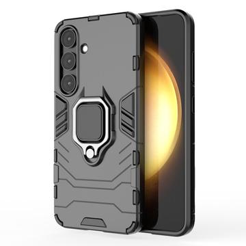 Carcasa Híbrida con Anillo Soporte para Samsung Galaxy S25+ - Negro