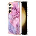 Funda TPU Marble Pattern Electrochapada IMD para Samsung Galaxy S25+ - Azul / Rosa