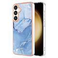 Funda TPU Marble Pattern Electrochapada IMD para Samsung Galaxy S25+ - Azul
