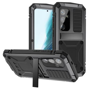 Funda Premium Samsung Galaxy S25+ R-Just con soporte y protector de pantalla de cristal templado - Negro