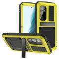 Funda Premium Samsung Galaxy S25+ R-Just con soporte y protector de pantalla de cristal templado - Amarillo