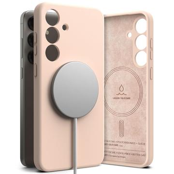 Funda MagSafe de silicona líquida Ringke para Samsung Galaxy S25+ - Arena rosa