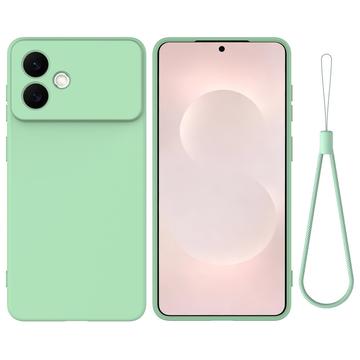 Samsung Galaxy S26 Edge Funda de silicona líquida con correa de mano - Verde