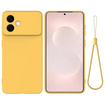 Samsung Galaxy S26 Edge Funda de silicona líquida con correa de mano - Amarillo