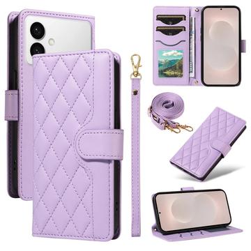Funda acolchada de lujo para Samsung Galaxy S26 Edge - Estilo Cartera - Morado