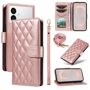 Funda acolchada de lujo para Samsung Galaxy S26 Edge - Estilo Cartera - Oro rosa