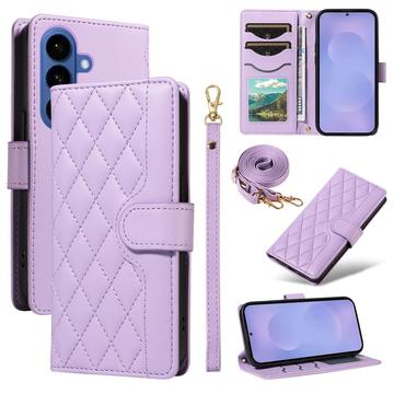 Funda acolchada de lujo para Samsung Galaxy S26/S26 Pro - Estilo Cartera - Morado