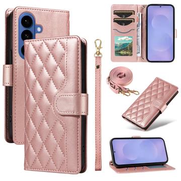 Funda acolchada de lujo para Samsung Galaxy S26/S26 Pro - Estilo Cartera - Oro rosa