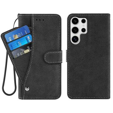 Samsung Galaxy S26 Ultra Elegante Funda Retro para Cartera con Tarjetero Giratorio - Negro