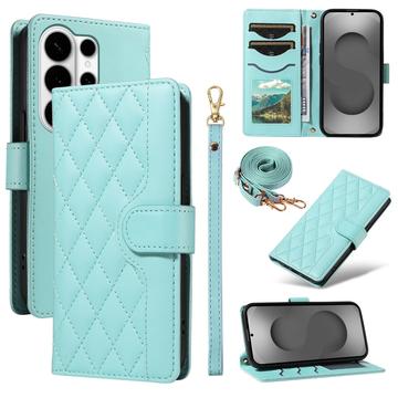 Funda acolchada de lujo para Samsung Galaxy S26 Ultra - Estilo Cartera - Verde