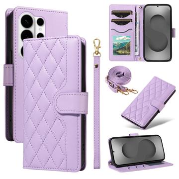 Funda acolchada de lujo para Samsung Galaxy S26 Ultra - Estilo Cartera - Morado